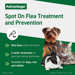 Advantage Spot On Flea Treatment for Cats, Dogs and Rabbits, 4 Pipettes