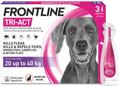Frontline Tri-Act Spot On Flea and Tick Treatment For Small Medium and Large Dogs 3 Pipettes