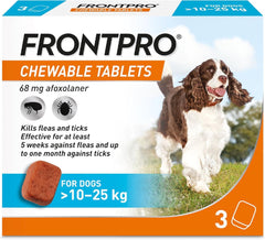 FRONTPRO Flea and Tick Chewable Tablets for Dogs Fast-Acting For S M L XL Dogs 3 Pack
