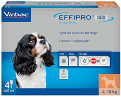 Effipro Duo Spot on Solutions For Cat S M L XL Dog 4 Pipettes per Pack