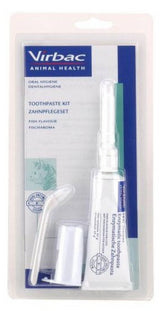 Virbac Dog Cat Toothpaste Kit Dental Toothbrush Finger Brush Poultry Flavour 70g Fish Flavour 43g