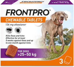 FRONTPRO Flea and Tick Chewable Tablets for Dogs Fast-Acting For S M L XL Dogs 3 Pack