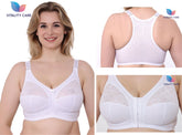 Ladies Front Fastening Firm Support Non Wired Lace Trim Bra Plus Size Uk Cups