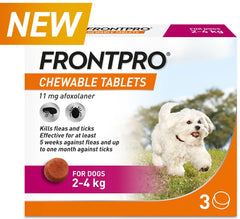 FRONTPRO Flea and Tick Chewable Tablets for Dogs Fast-Acting For S M L XL Dogs 3 Pack