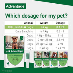 Advantage Spot On Flea Treatment for Cats, Dogs and Rabbits, 4 Pipettes