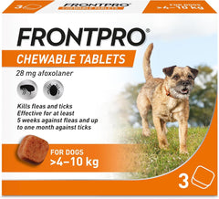 FRONTPRO Flea and Tick Chewable Tablets for Dogs Fast-Acting For S M L XL Dogs 3 Pack