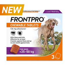 FRONTPRO Flea and Tick Chewable Tablets for Dogs Fast-Acting For S M L XL Dogs 3 Pack