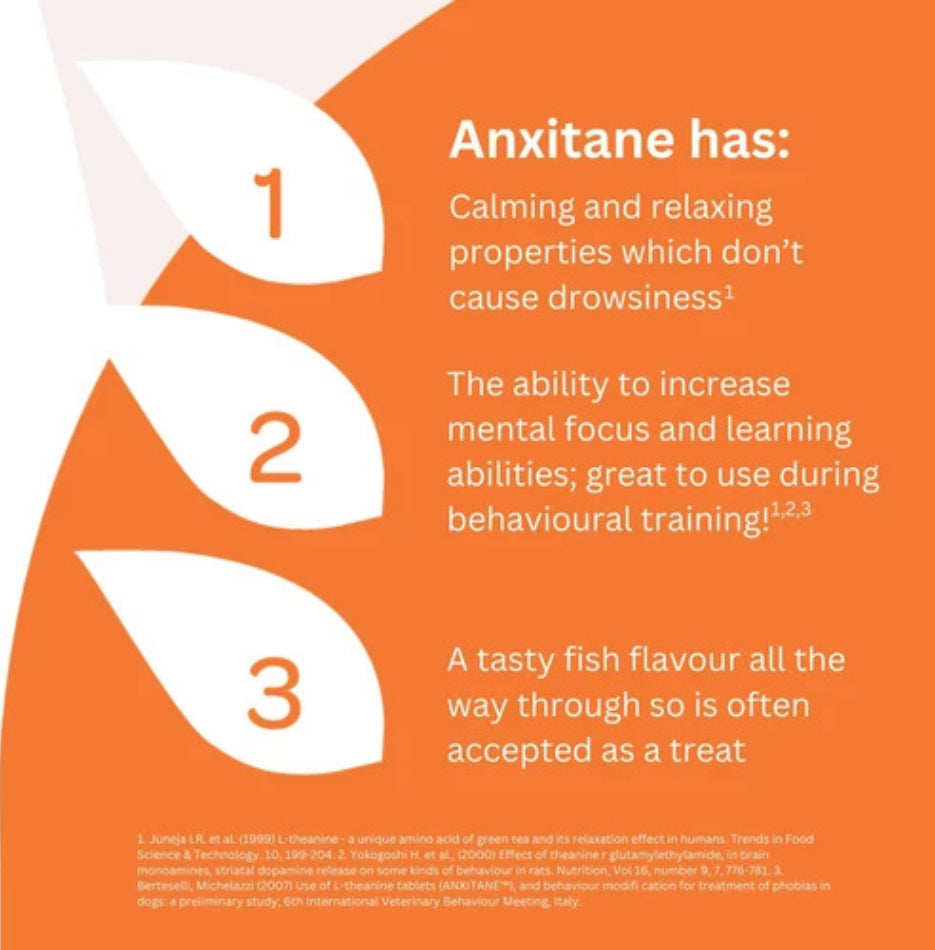 Anxitane Dog Calming Anxiety Stress Relief 30 Chewable Tablets For Dogs, Cats | Behaviour & Calming