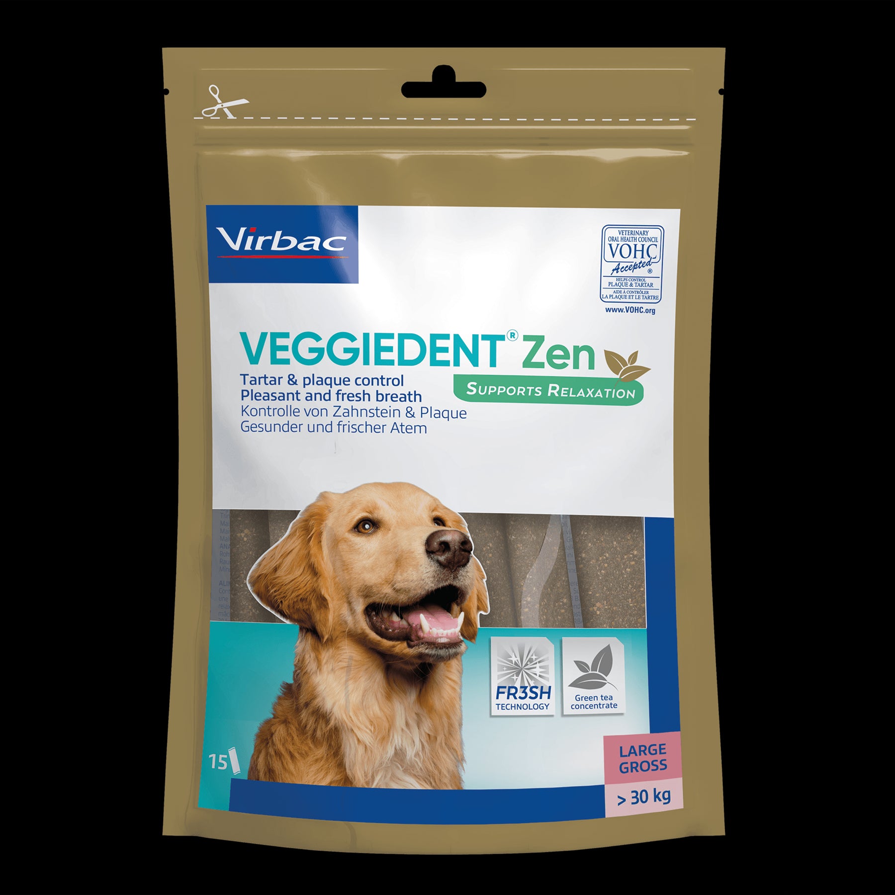 Virbac Veggiedent Zen 15 Dental Oral Care Dog Chews + Calming Anxiety Relief XS S M L