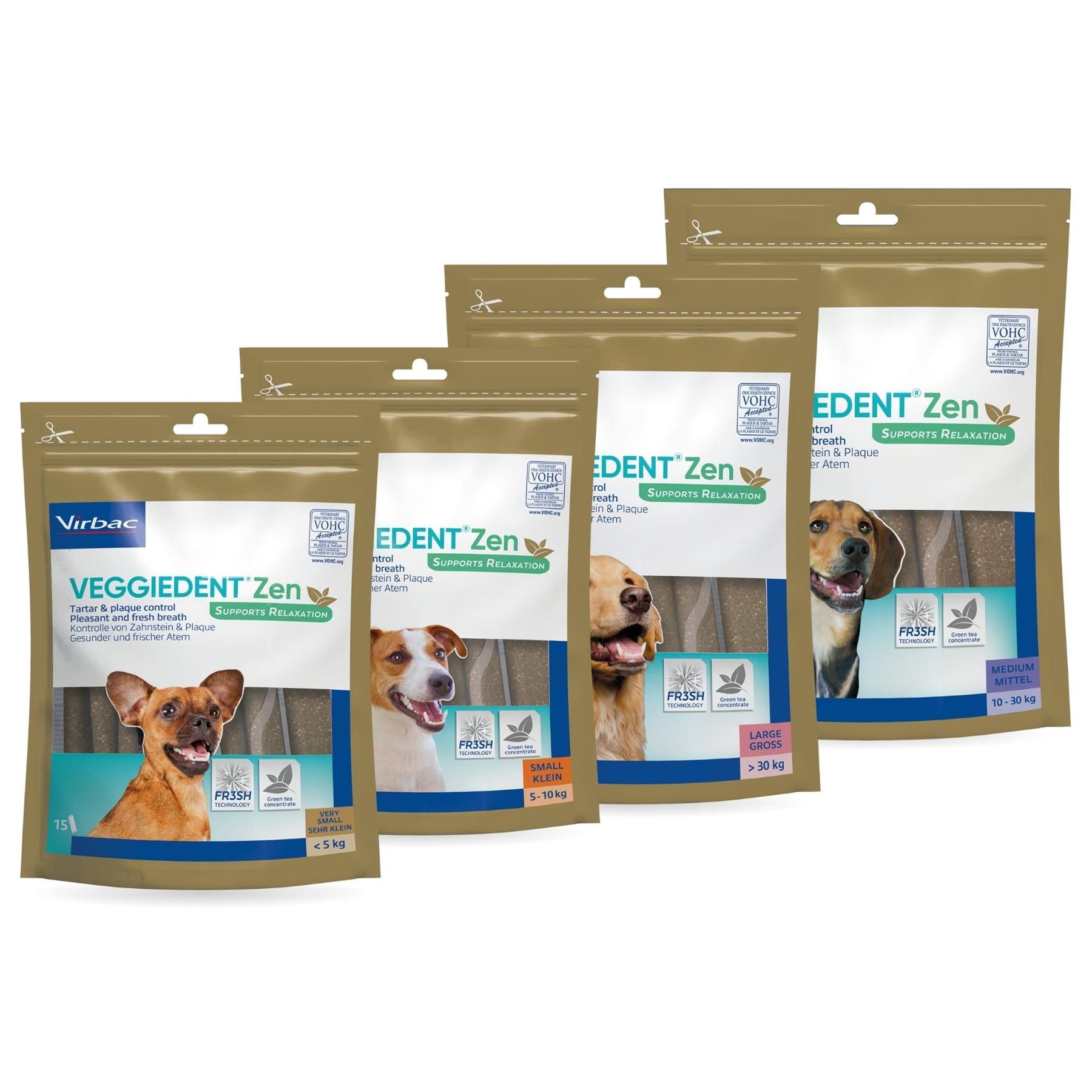 Virbac Veggiedent Zen 15 Dental Oral Care Dog Chews + Calming Anxiety Relief XS S M L