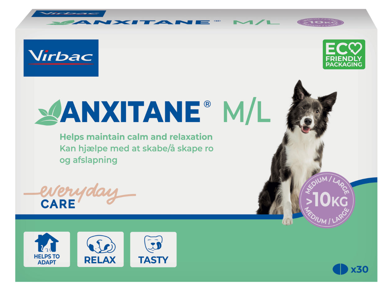 Anxitane Dog Calming Anxiety Stress Relief 30 Chewable Tablets For Dogs, Cats | Behaviour & Calming