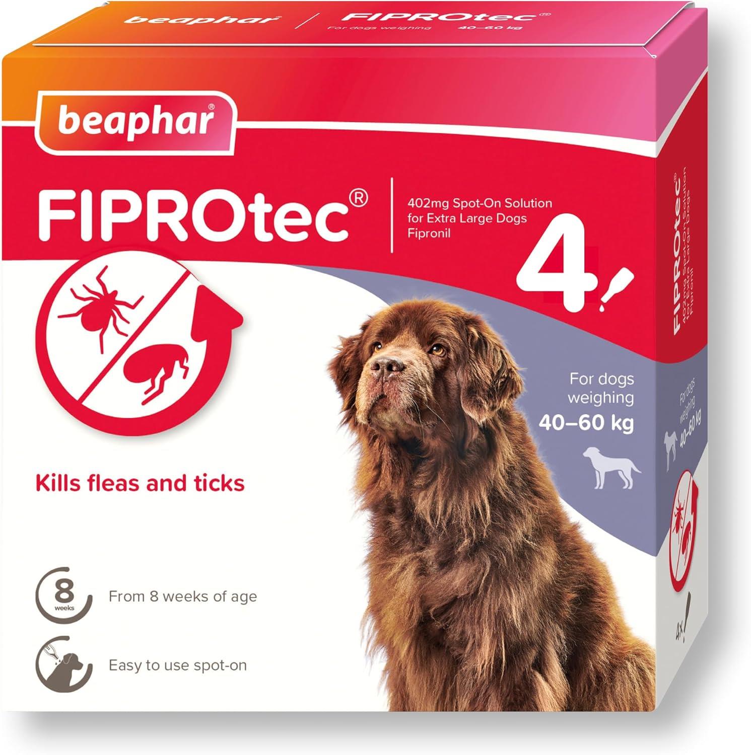 BEAPHAR Spot On Flea Tick Treatment CAT & DOG S M L XL - 1 4 6 Pipettes FIPROTEC