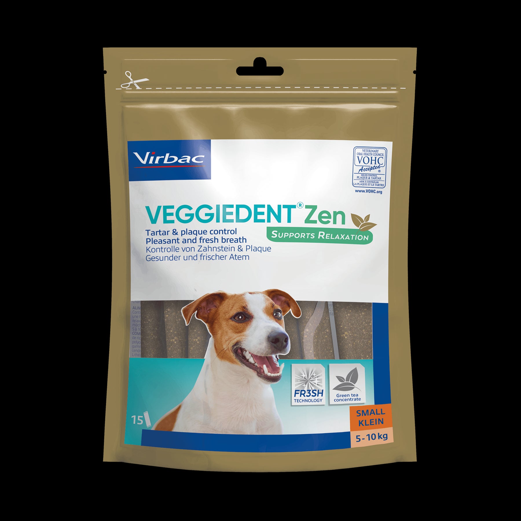 Virbac Veggiedent Zen 15 Dental Oral Care Dog Chews + Calming Anxiety Relief XS S M L