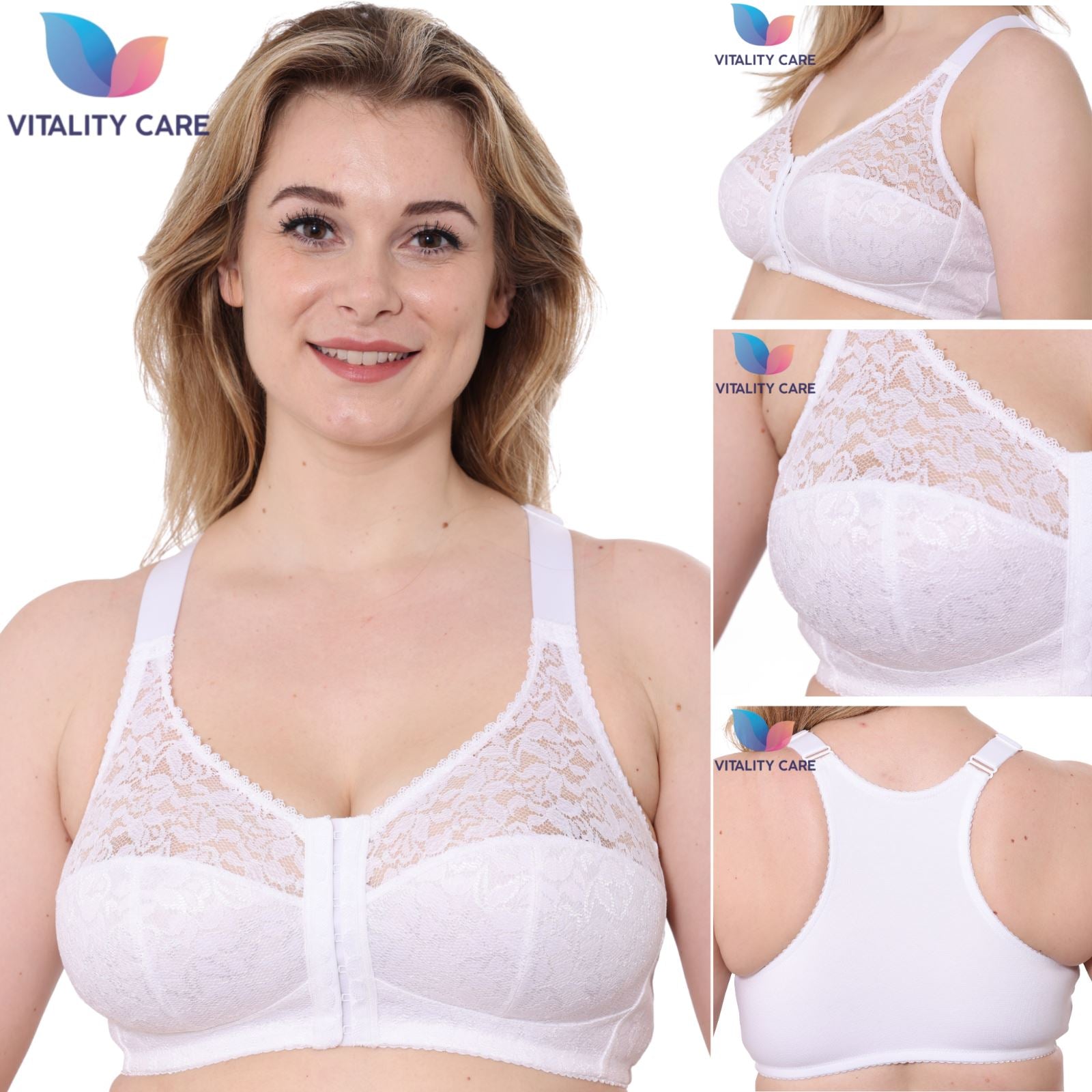 Front Fastening Bra Cotton Rich Ladies Non Wired Firm Support Plus Size Bras, UK