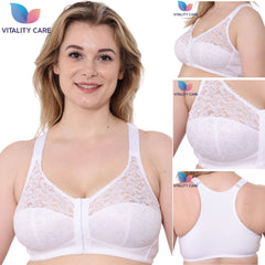 Front Fastening Bra Cotton Rich Ladies Non Wired Firm Support Plus Size Bras, UK