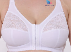 Ladies Front Fastening Firm Support Non Wired Lace Trim Bra Plus Size Uk Cups