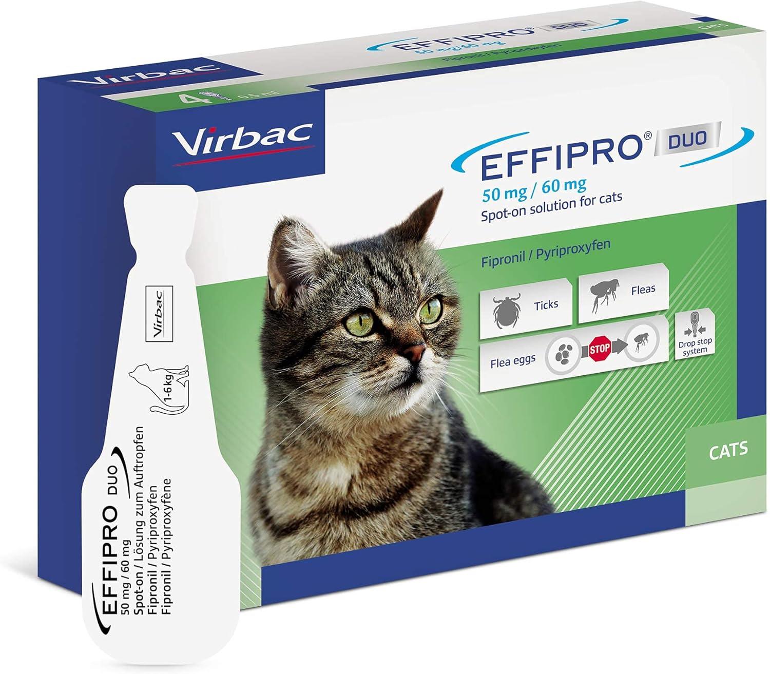 Effipro Duo Spot on Solutions For Cat S M L XL Dog 4 Pipettes per Pack