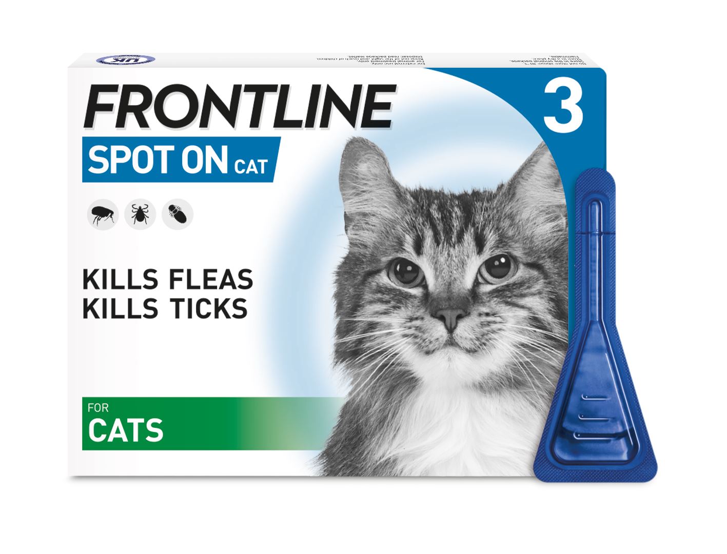 FRONTLINE SPOT ON Flea & Tick Treatment for Cat, Small (2-10kg), Medium Dog (10-20kg) and Large Dog (20-40kg) 1, 3, 6 Pipette Packs