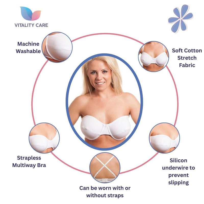 Vitality Care Strapless Multiway Crossover Halterneck Underwired Bra 34-42, A-DD