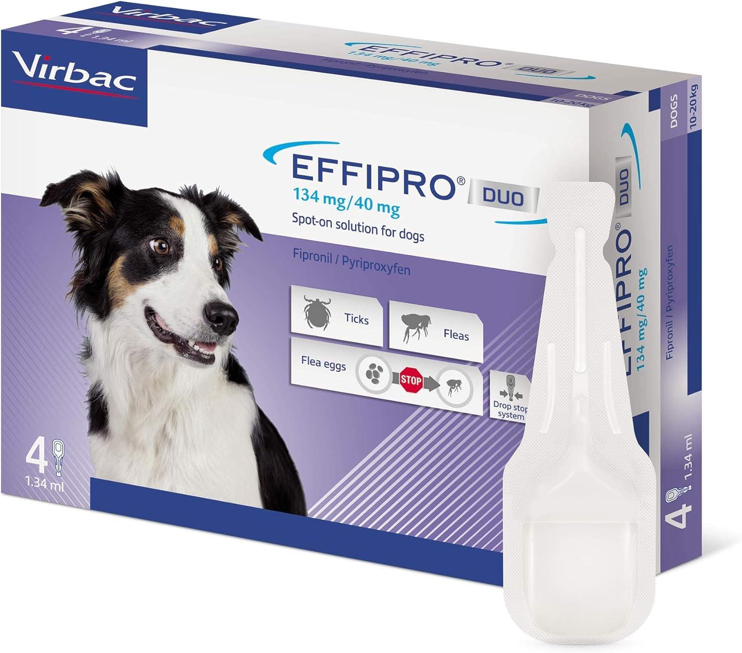 Effipro Duo Spot on Solutions For Cat S M L XL Dog 4 Pipettes per Pack