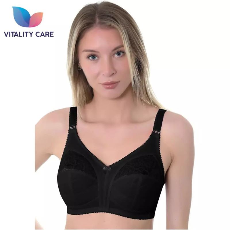 Ladies Full Cup Bra Non Wire Full Firm Support Lace Trim Plus Size Vitality Care
