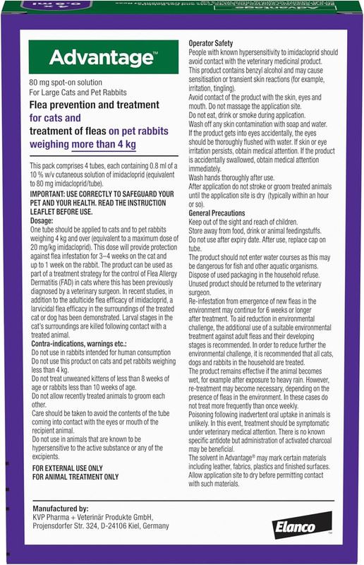 Advantage Spot On Flea Treatment for Cats, Dogs and Rabbits, 4 Pipettes