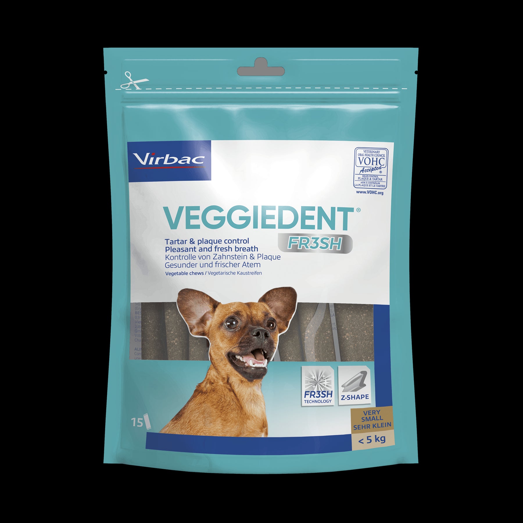 Virbac Veggiedent FR3SH Dental Chews for Dog Helps Clean Teeth & Freshen Breath, 15 Chews