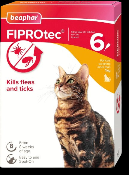 BEAPHAR Spot On Flea Tick Treatment CAT & DOG S M L XL - 1 4 6 Pipettes FIPROTEC