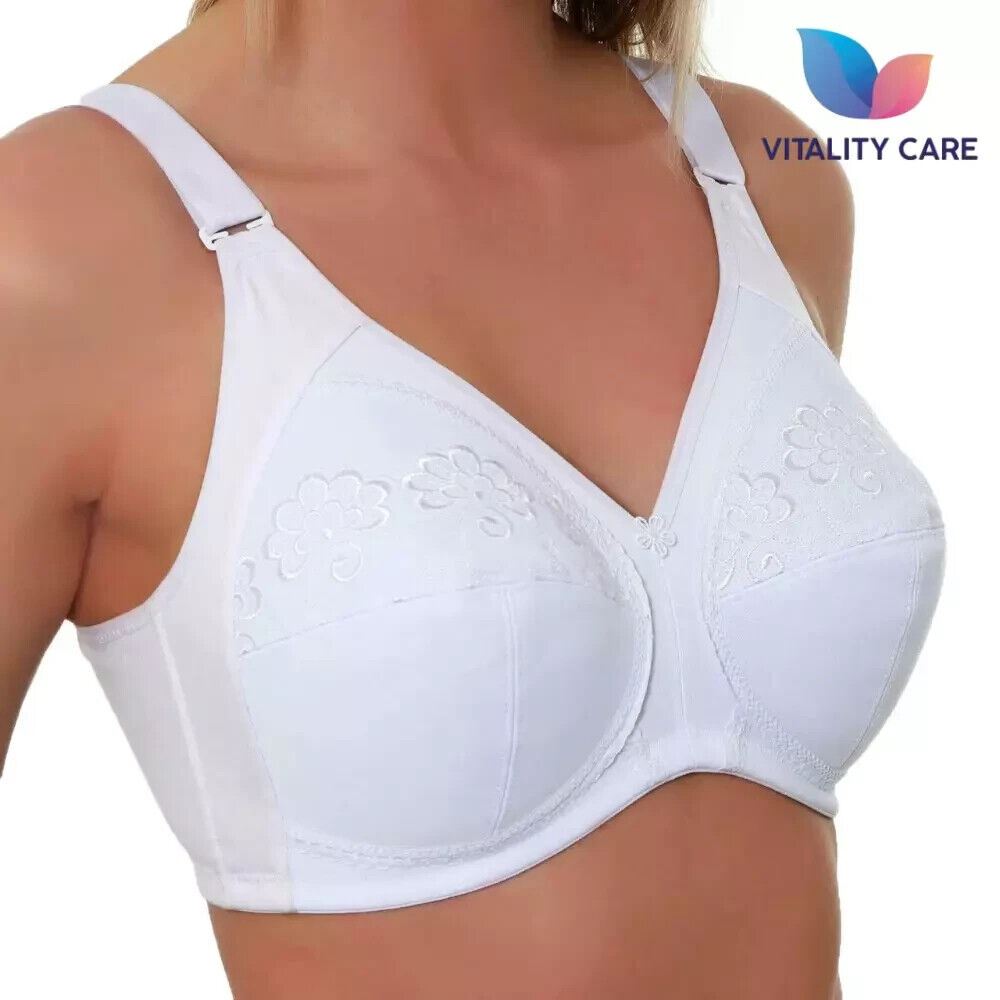 Ladies Plus Size Cotton Rich Full Cup Bra Non Wired Non Padded by Vitality Care
