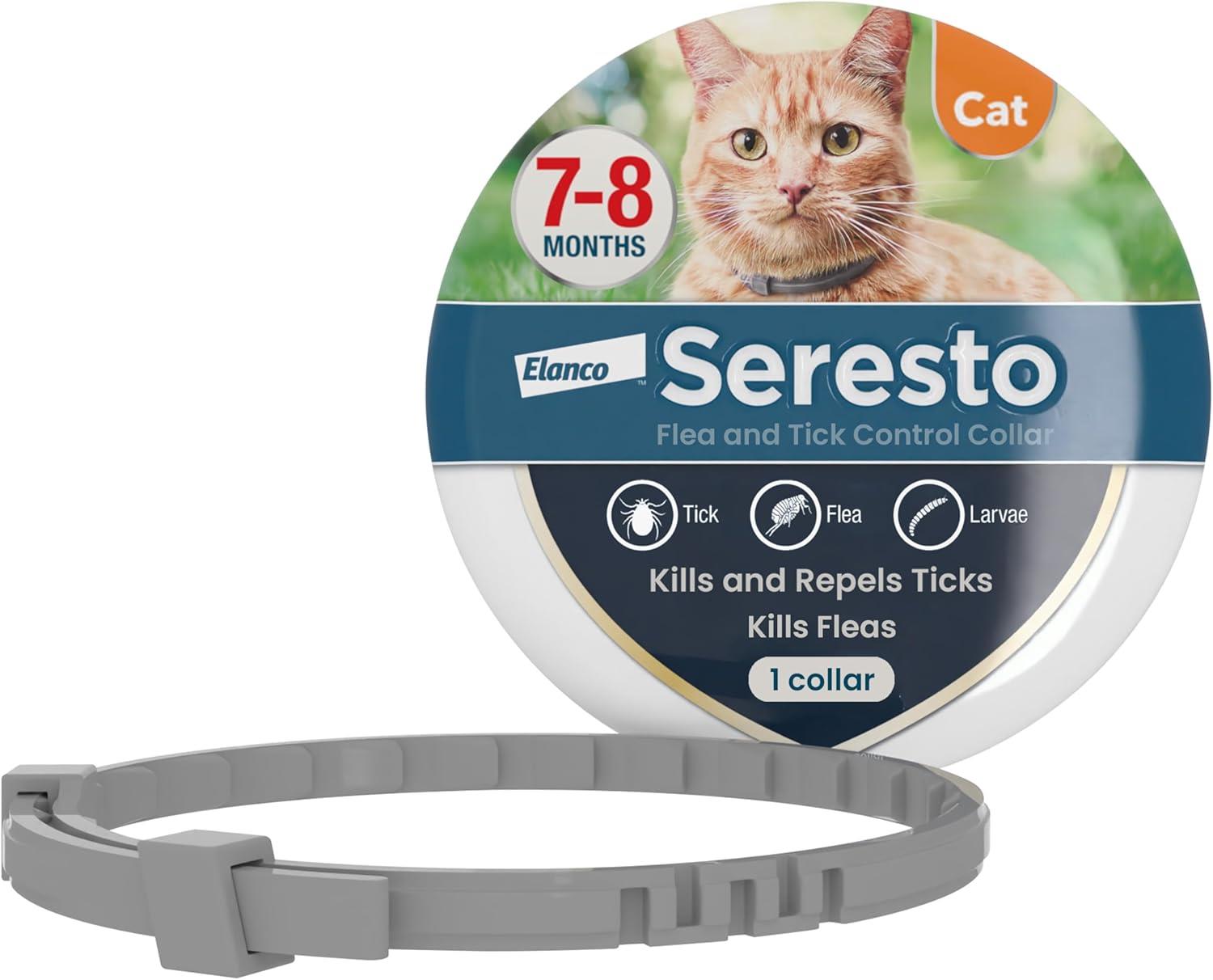 Seresto Cat Dog Flea Collar With Tick Control Adjustable 8 Month Protection, 1 Collar