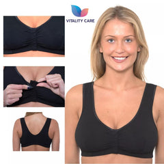 Ladies Front Fastening Bra Self Fastener Non Wired Plus Size Cotton VitalityCare
