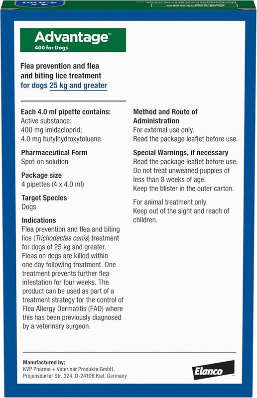 Advantage Spot On Flea Treatment for Cats, Dogs and Rabbits, 4 Pipettes