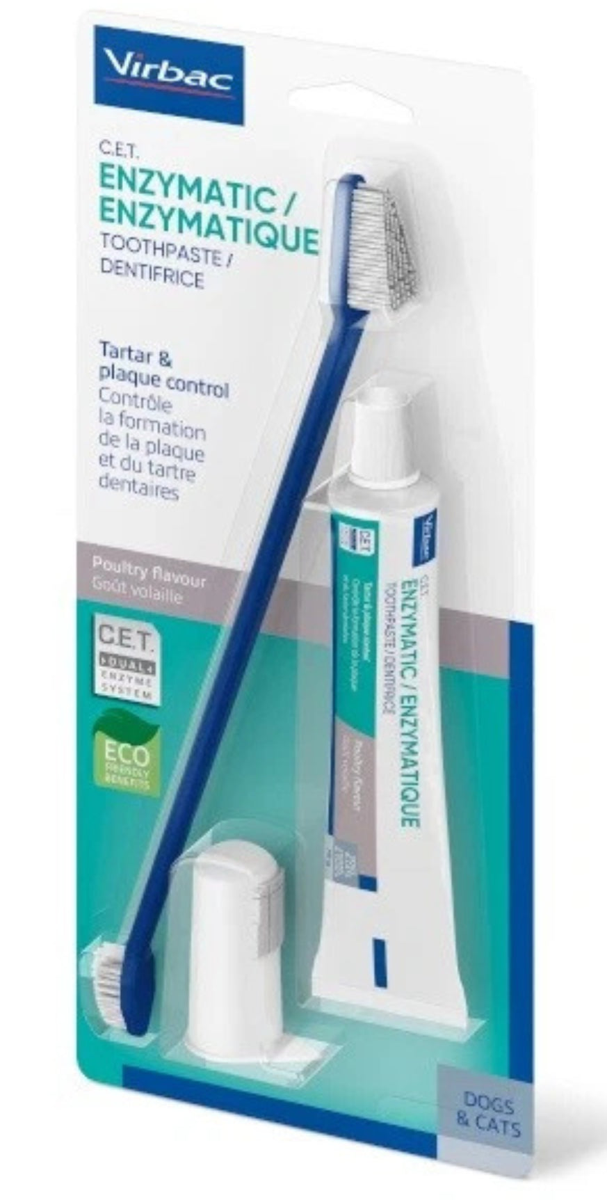 Virbac Dog Cat Toothpaste Kit Dental Toothbrush Finger Brush Poultry Flavour 70g Fish Flavour 43g