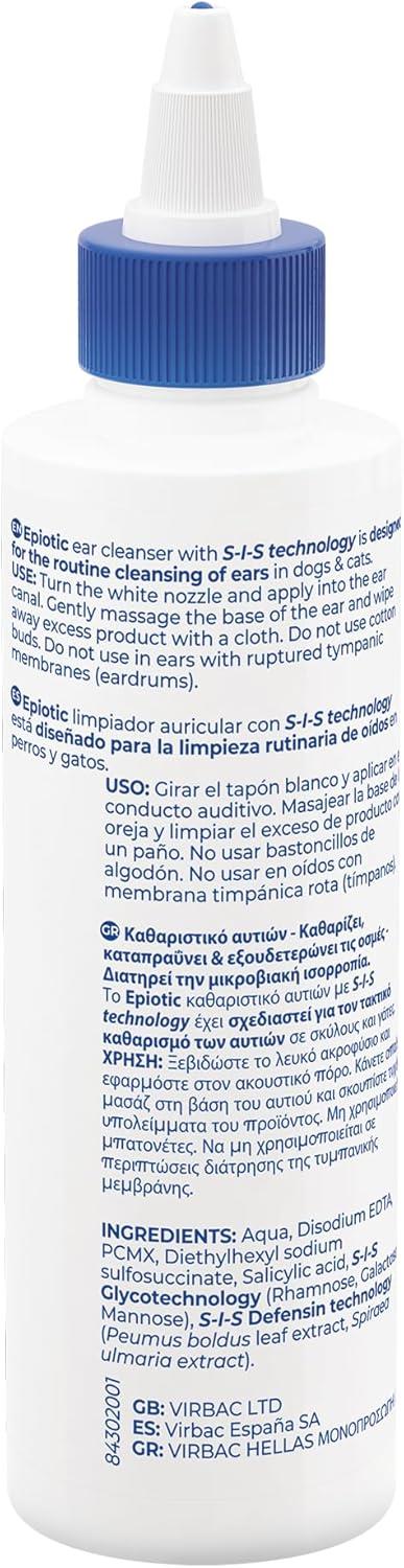 EpiOtic Ear Cleaner for Cats & Dogs | 60ml & 125ml Bottle| Antibacterial & Antifungal