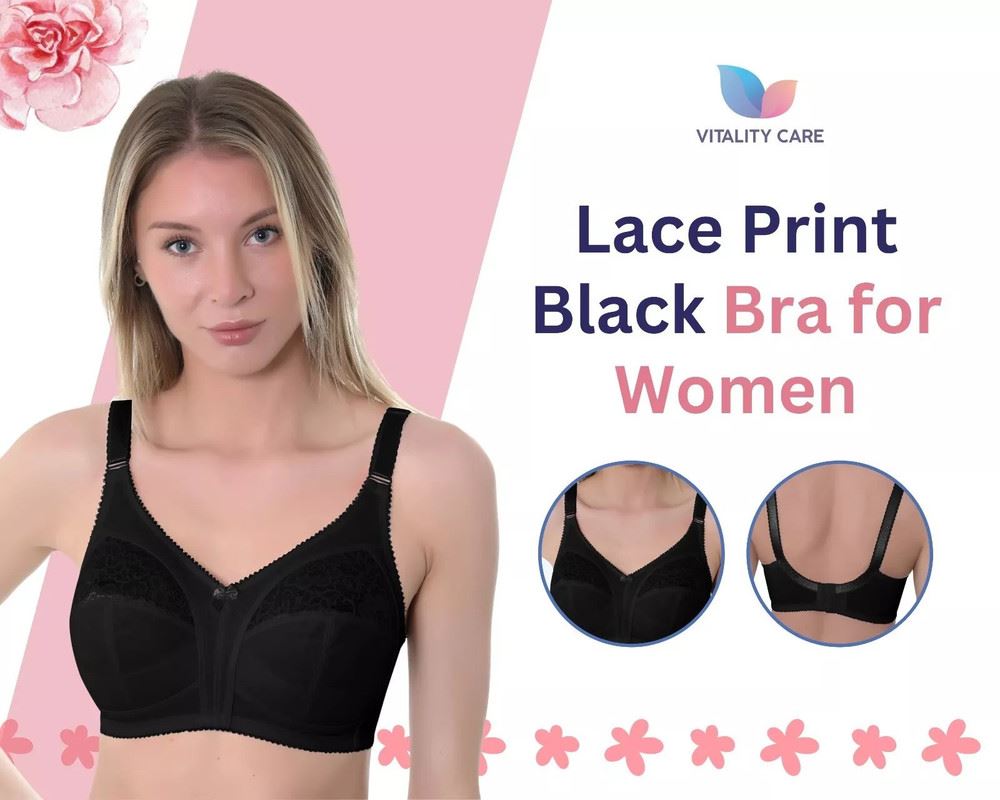 Ladies Full Cup Bra Non Wire Full Firm Support Lace Trim Plus Size Vitality Care