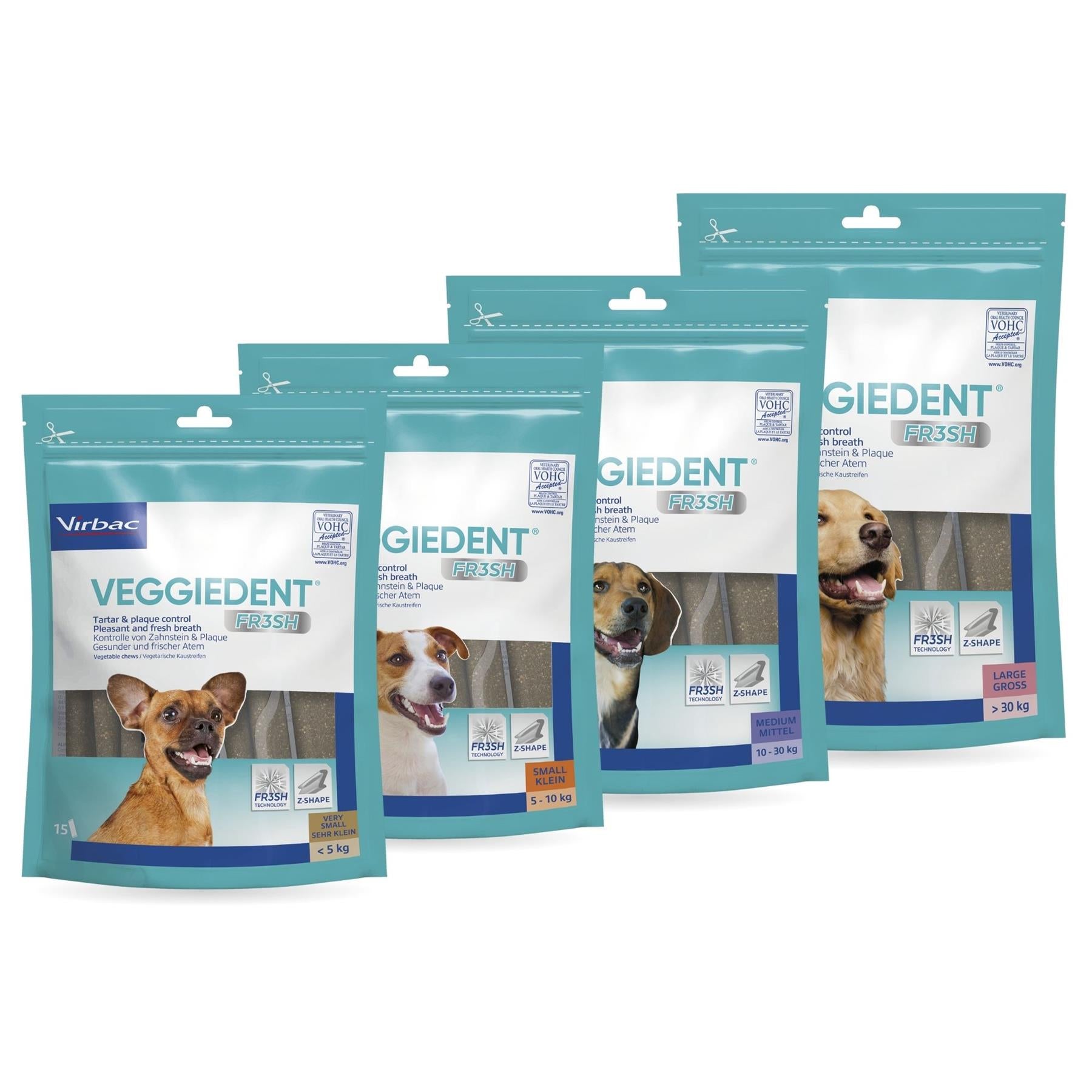 Virbac Veggiedent FR3SH Dental Chews for Dog Helps Clean Teeth & Freshen Breath, 15 Chews
