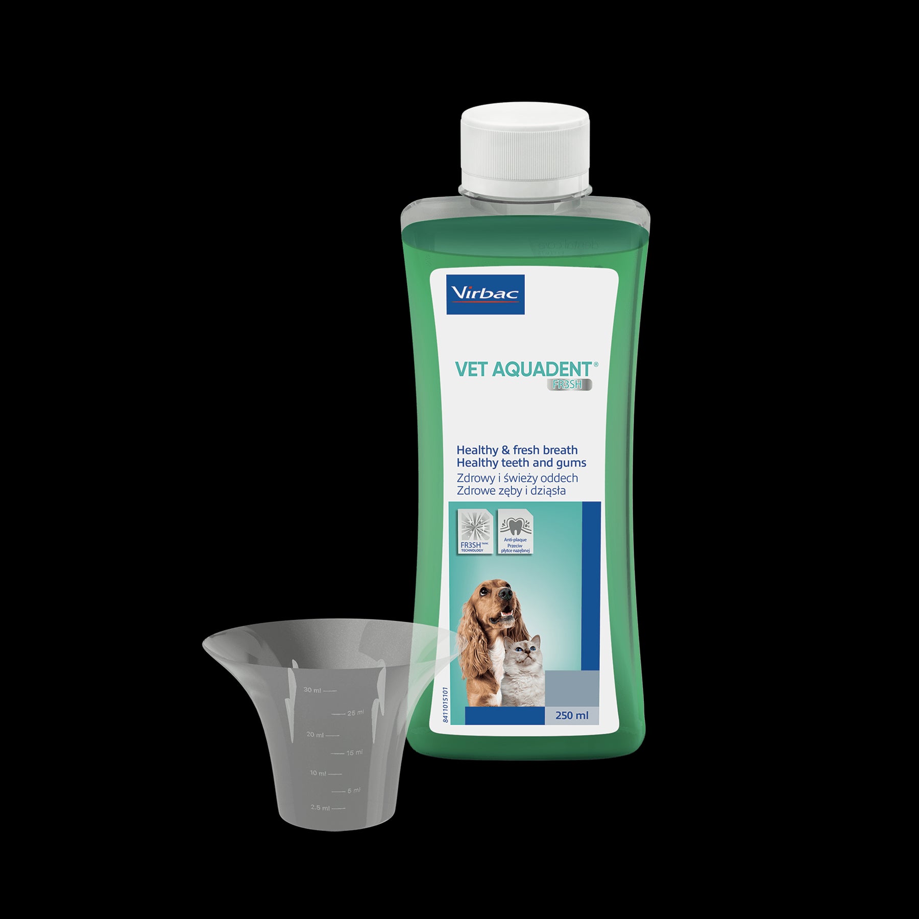 Virbac Vet Aquadent Anti-Plaque Solution for Cat and Dog, Pet Dental Care Solution