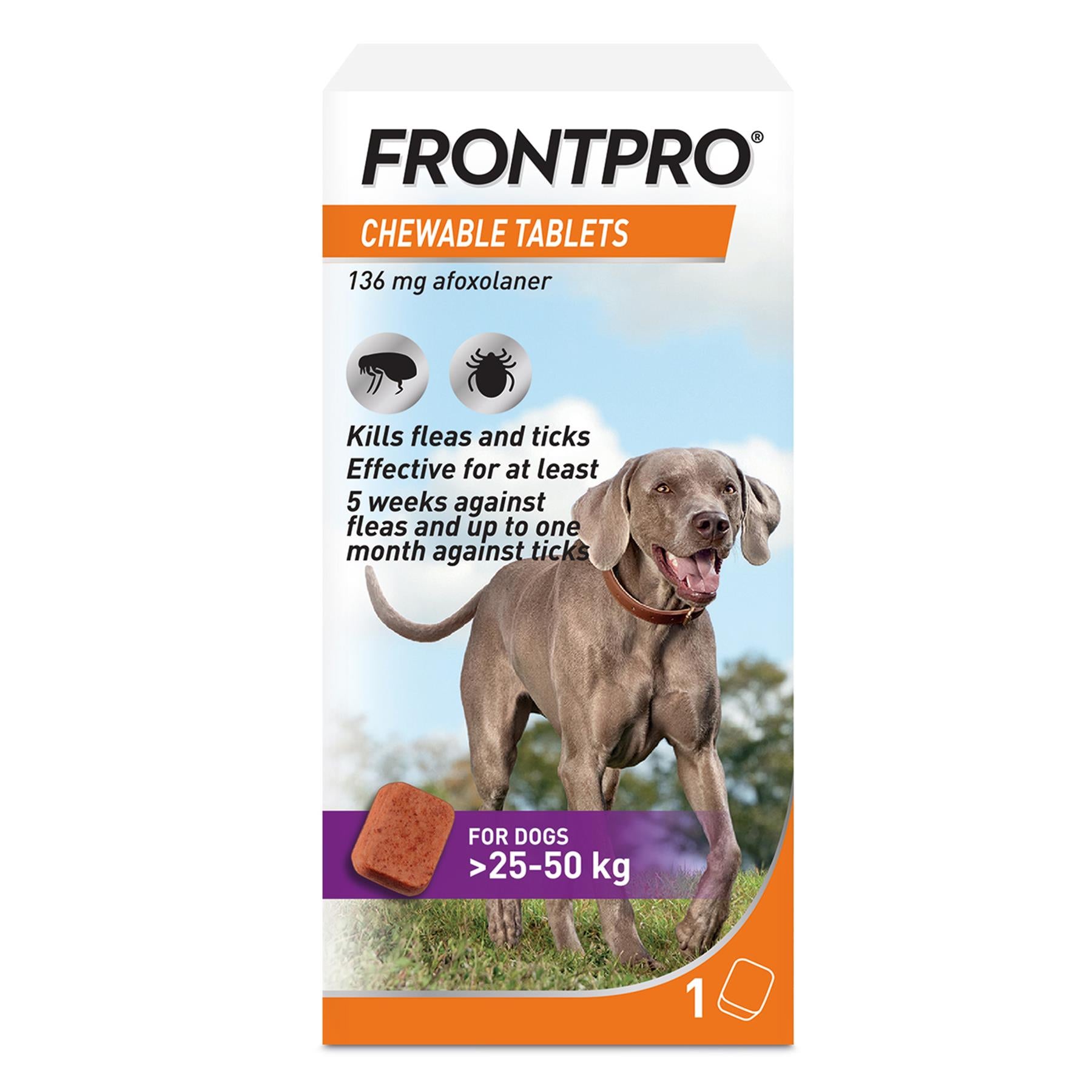 FRONTPRO Flea and Tick Chewable Tablets for Dogs Fast-Acting For S M L XL Dogs
