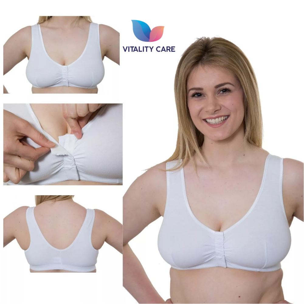 Ladies Front Fastening Bra Self Fastener Non Wired Plus Size Cotton VitalityCare