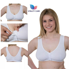 Ladies Front Fastening Bra Self Fastener Non Wired Plus Size Cotton VitalityCare