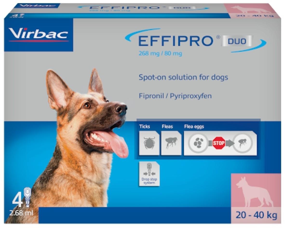 Effipro Duo Spot on Solutions For Cat S M L XL Dog 4 Pipettes per Pack