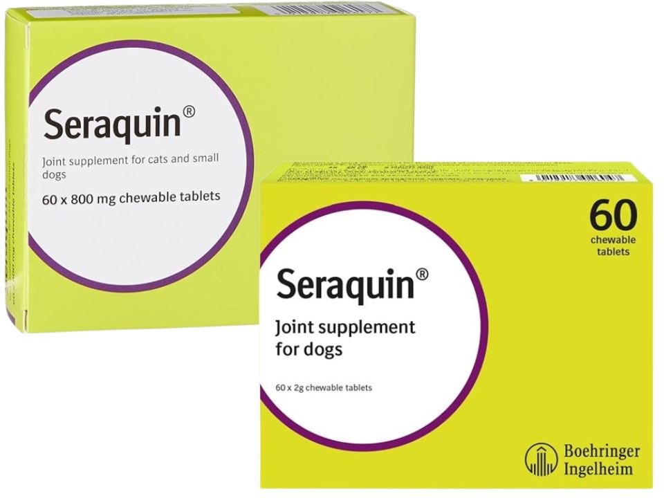 Seraquin Veterinary Joint Supplement with Turmeric for Cats & Dogs 60 Tablets UK