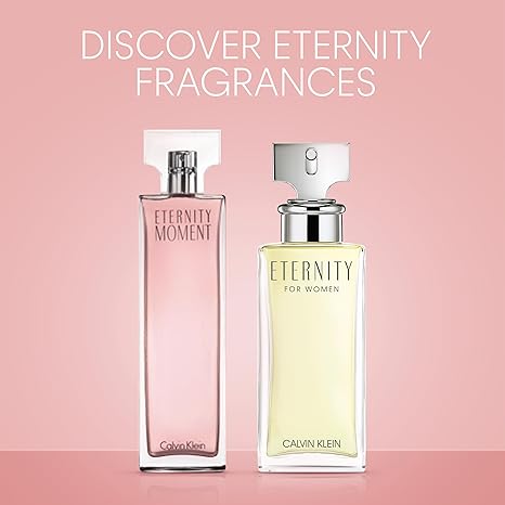 CALVIN KLEIN Eternity Moment, Eau de Parfum for Women, Floral Fragrance with Notes of Sweet Lychee, Pink peony and Raspberry Cashmere, High Longevity 100ml