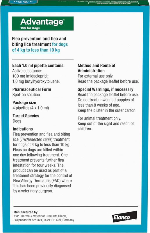 Advantage Spot On Flea Treatment for Cats, Dogs and Rabbits, 4 Pipettes