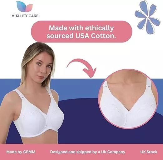 Ladies Plus Size Cotton Rich Full Cup Bra Non Wired Non Padded by Vitality Care
