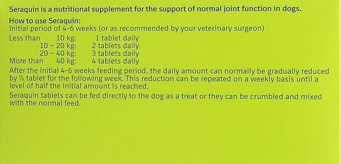 Seraquin Veterinary Joint Supplement with Turmeric for Cats & Dogs 60 Tablets UK