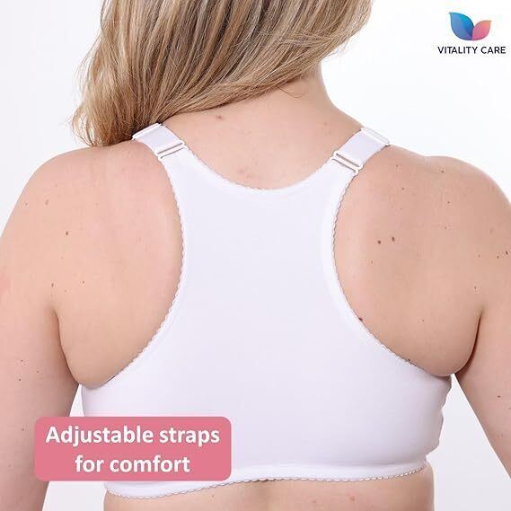 Ladies Front Fastening Firm Support Non Wired Lace Trim Bra Plus Size Uk Cups