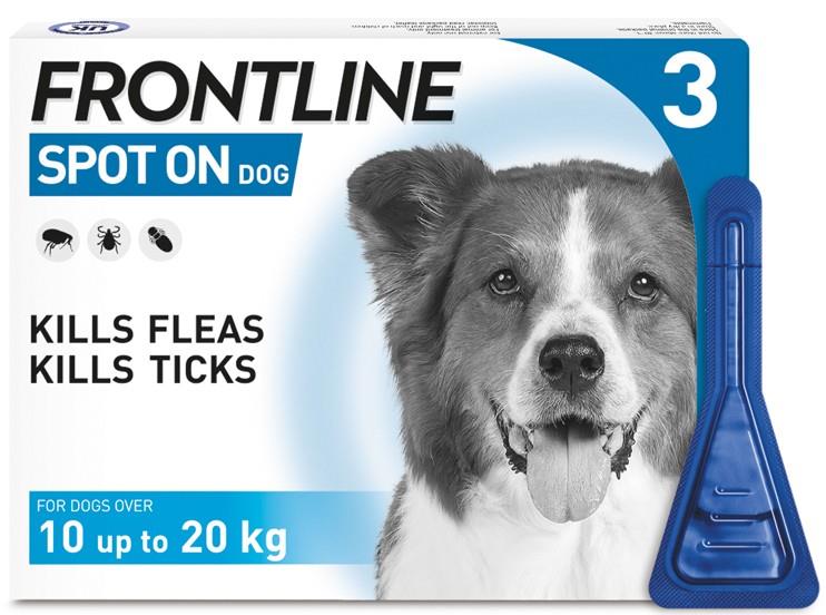 FRONTLINE SPOT ON Flea & Tick Treatment for Cat, Small (2-10kg), Medium Dog (10-20kg) and Large Dog (20-40kg) 1, 3, 6 Pipette Packs