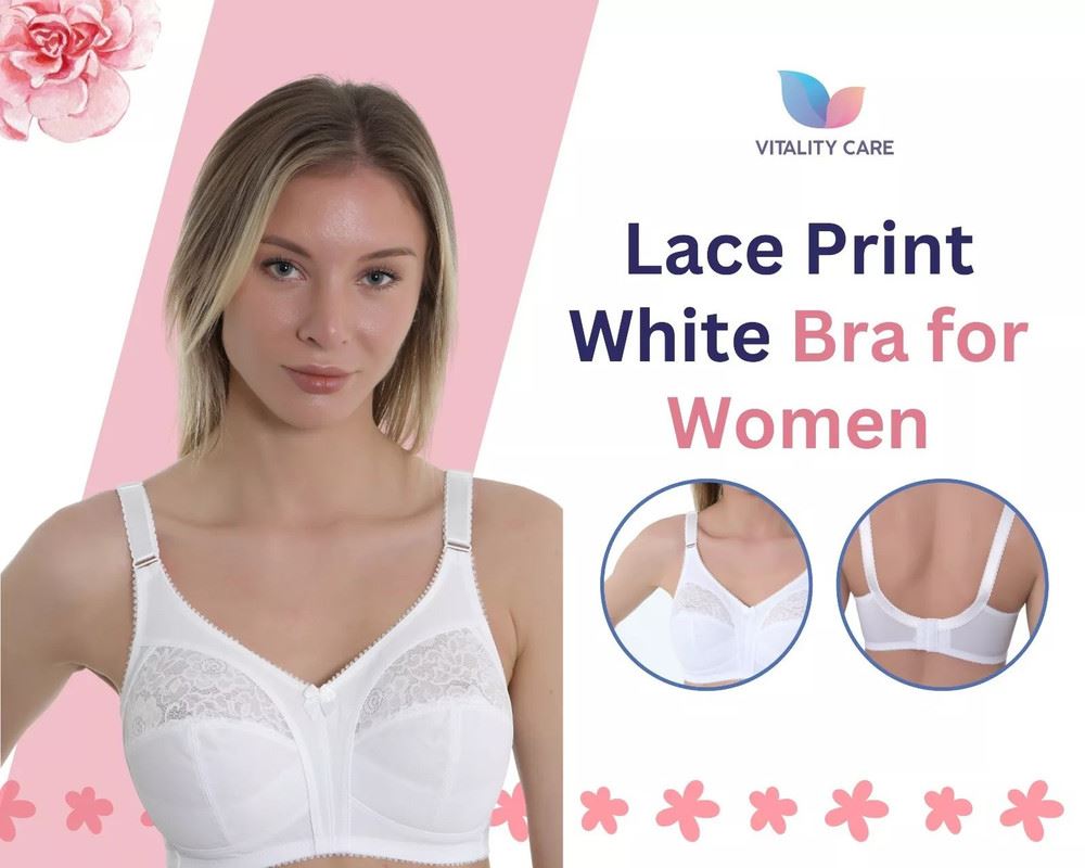 Ladies Full Cup Bra Non Wire Full Firm Support Lace Trim Plus Size Vitality Care
