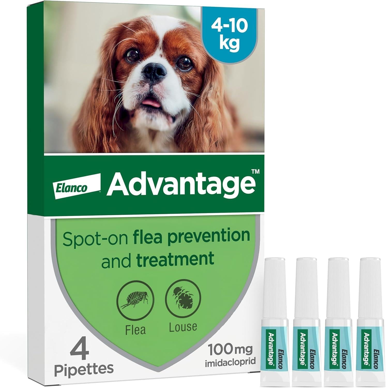 Advantage Spot On Flea Treatment for Cats, Dogs and Rabbits, 4 Pipettes